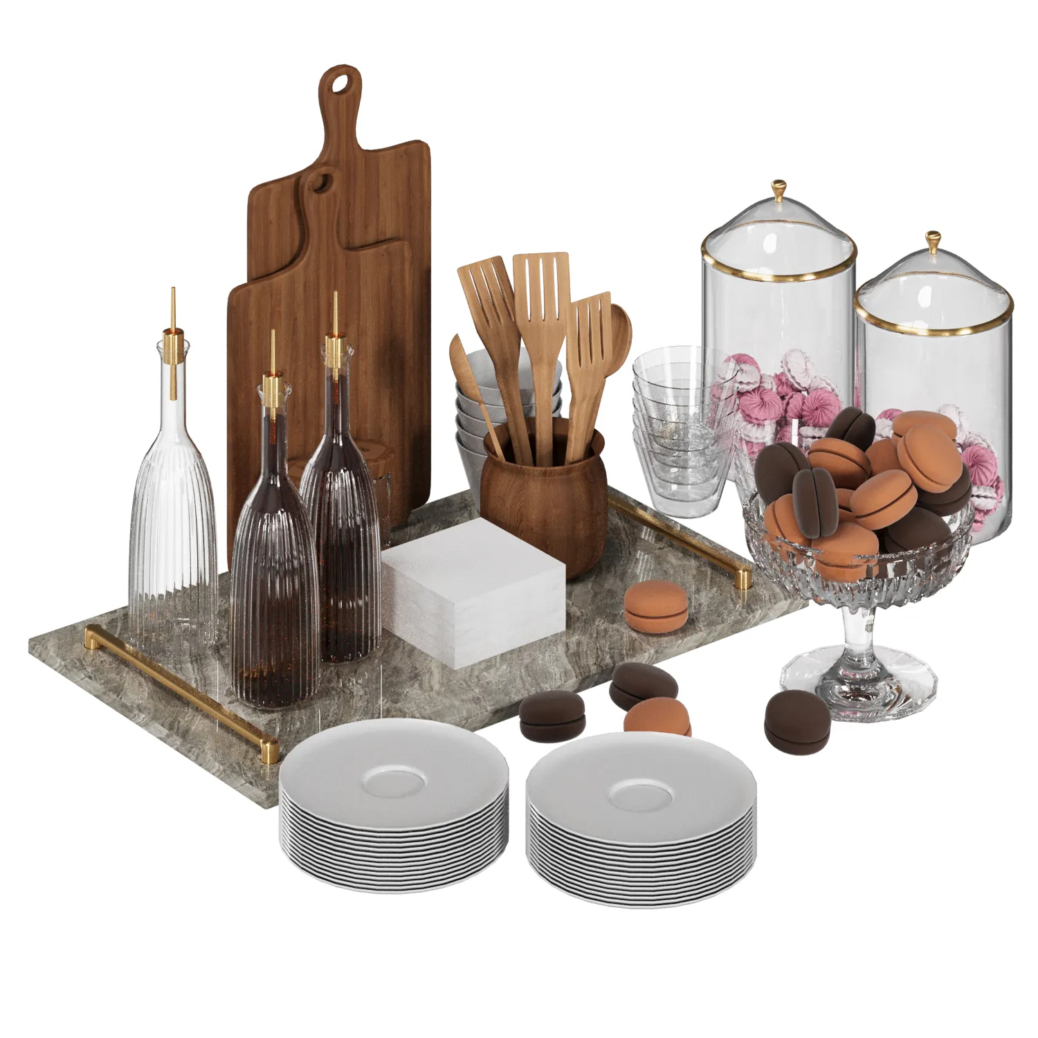 Kitchen Accessories Set 3D Model .c4d .max .obj .3ds .fbx .stl .blend