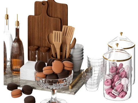 Kitchen Accessories Set 3D Model