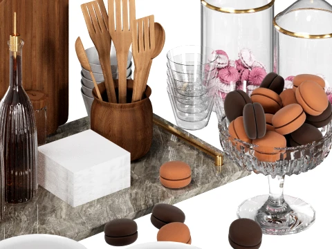 Kitchen Accessories Set 3D Model