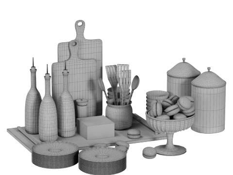 Kitchen Accessories Set 3D Model