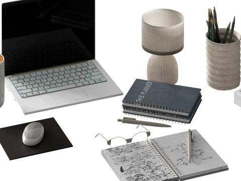 Office Workplace Set 3D Model