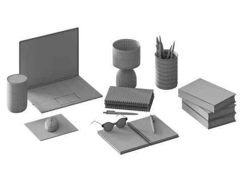 Office Workplace Set 3D Model