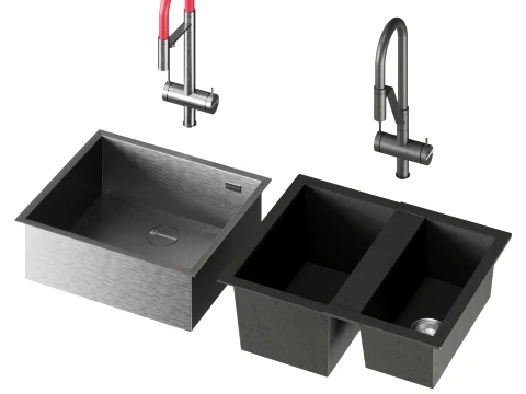 OMOIKIRI Kitchen Sinks Set 3D Model