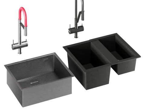 OMOIKIRI Kitchen Sinks Set 3D Model