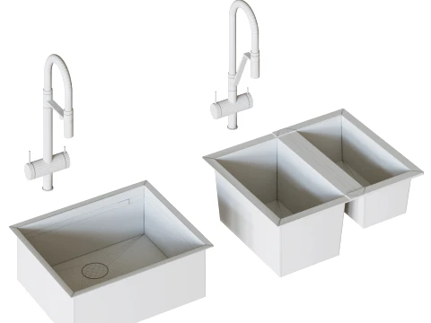 OMOIKIRI Kitchen Sinks Set 3D Model