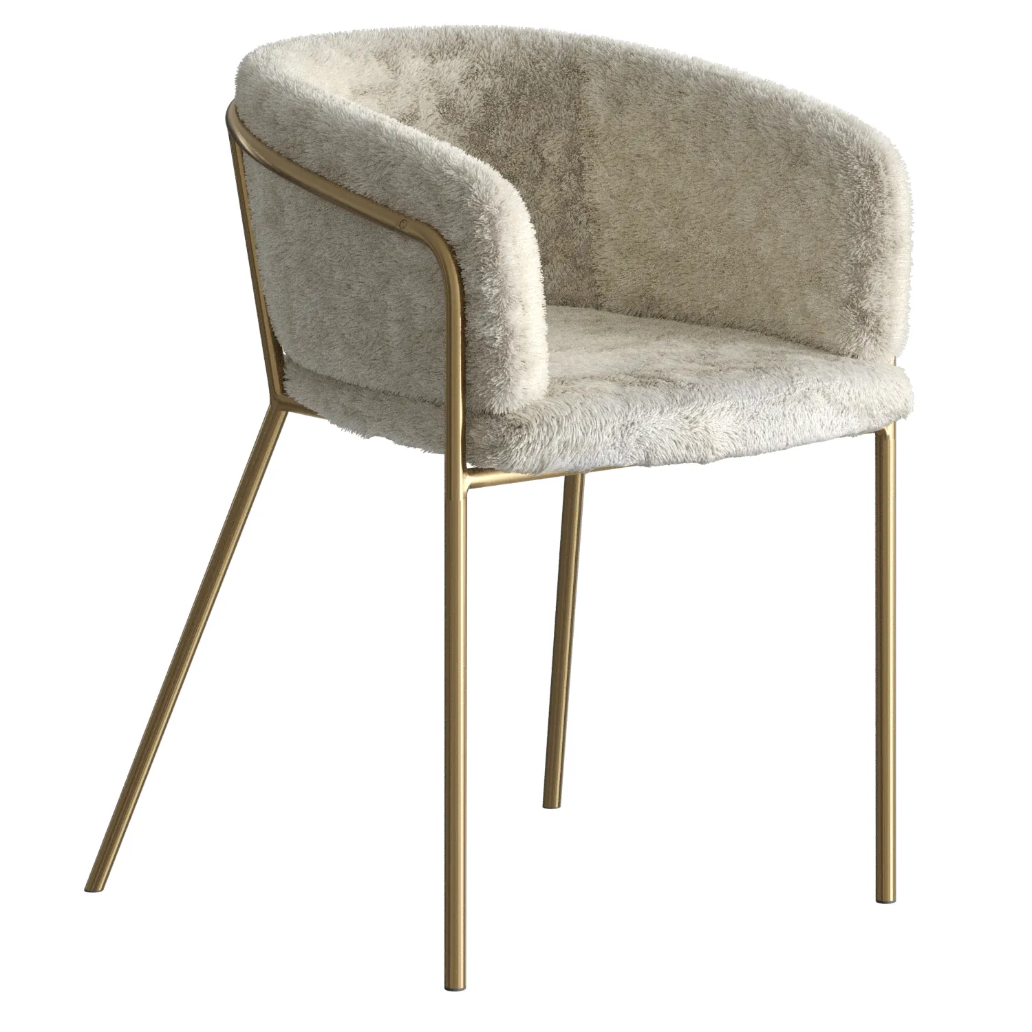 Fur Upholstered Chair 3D Model .c4d .max .obj .3ds .fbx .stl .blend 