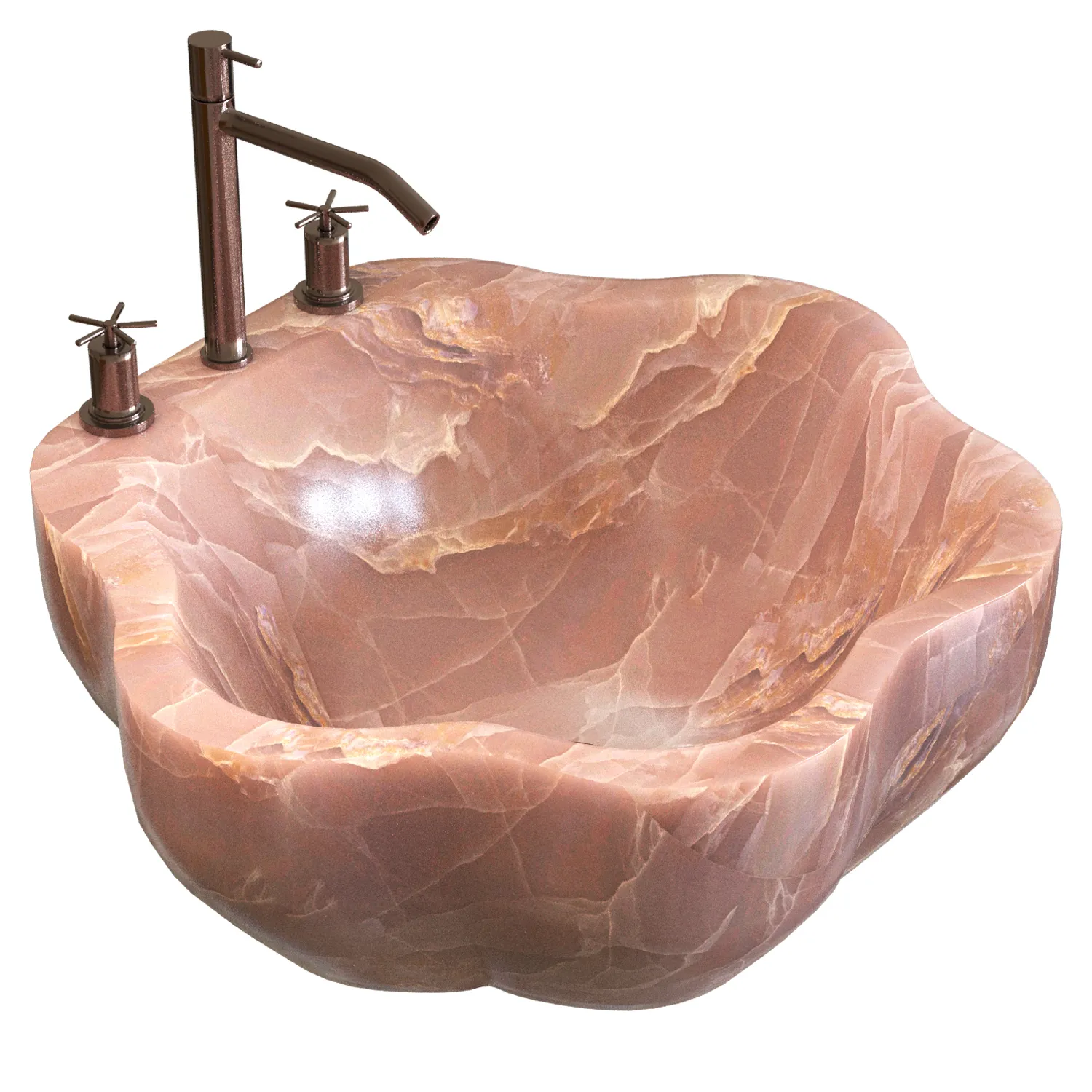 Pink Marble Countertop Washbasin 3D Model .c4d .max .obj .3ds .fbx .stl .blend 