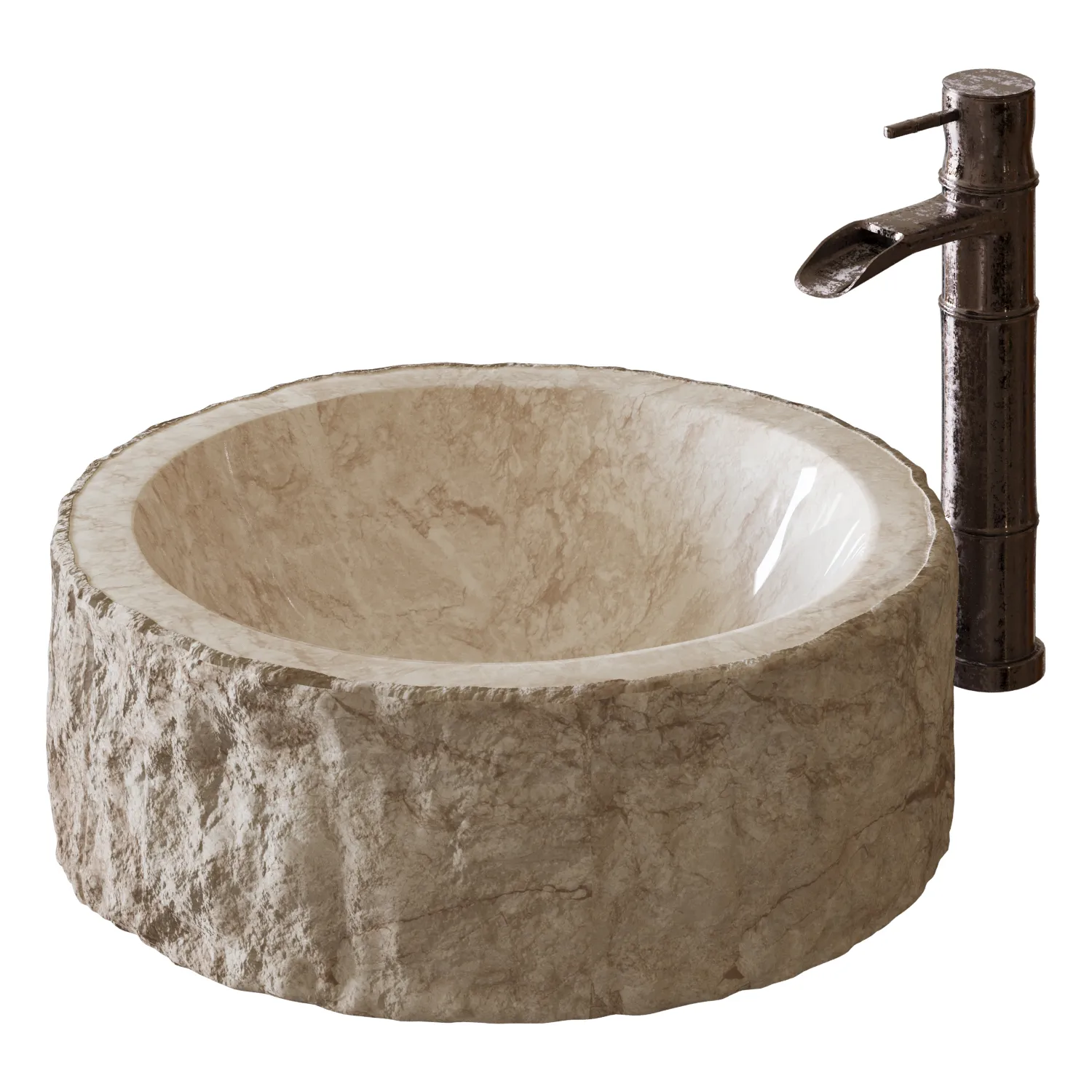 Stone Countertop Washbasin 3D Model .c4d .max .obj .3ds .fbx .stl .blend 