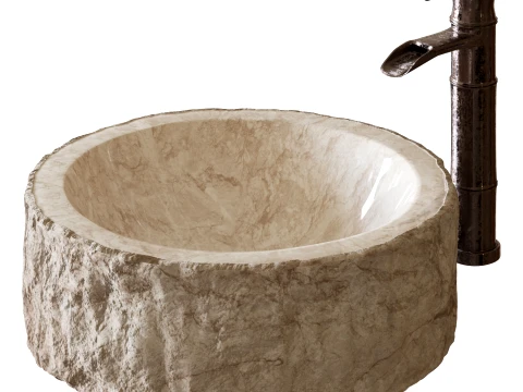 Stone Countertop Washbasin 3D Model