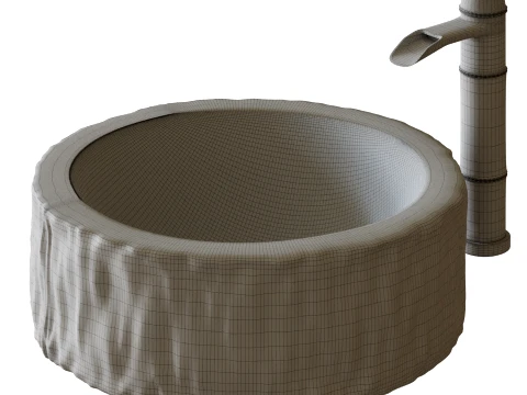 Stone Countertop Washbasin 3D Model
