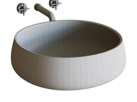 Round Countertop Sink 3D Model