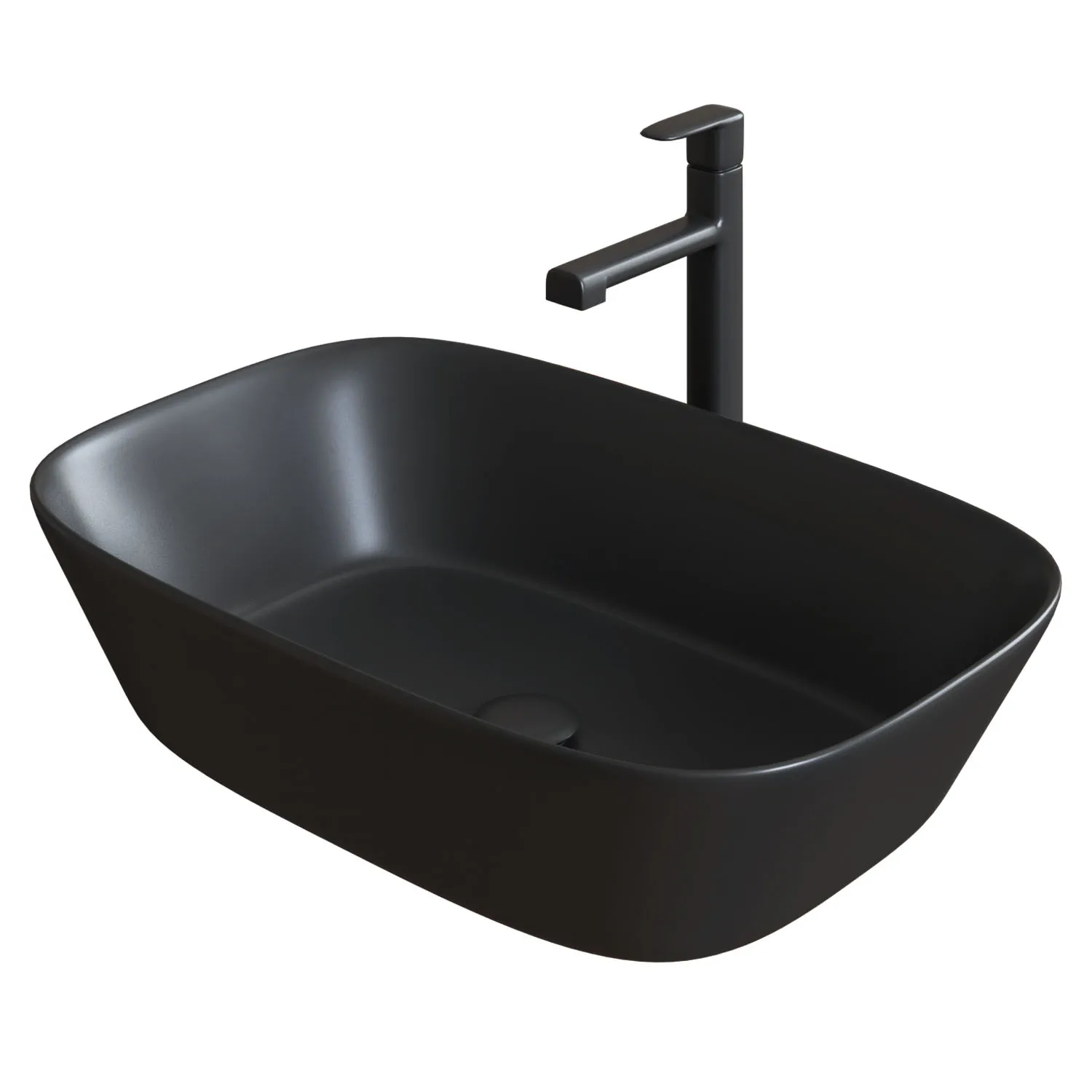 Black Countertop Washbasin 3D Model .c4d .max .obj .3ds .fbx .stl .blend 