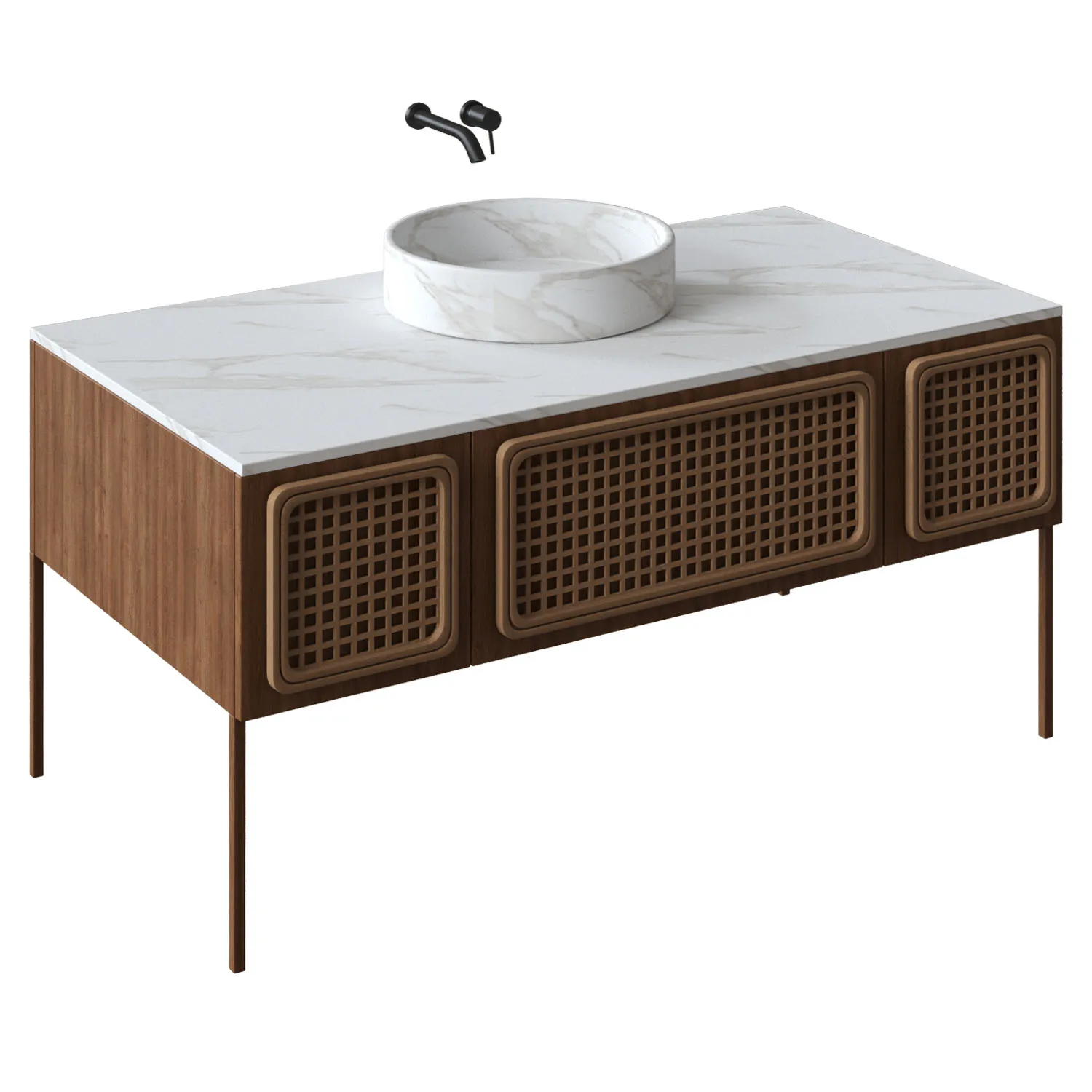 Countertop Bathroom Sink with Vanity Cabinet 3D Model .c4d .max .obj .3ds .fbx .stl .blend 
