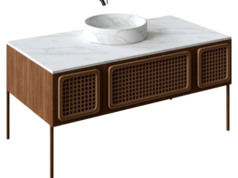 Countertop Bathroom Sink with Vanity Cabinet 3D Model