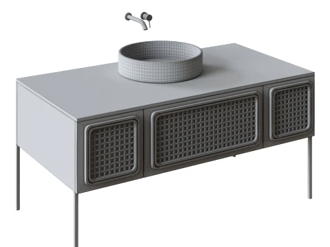 Countertop Bathroom Sink with Vanity Cabinet 3D Model
