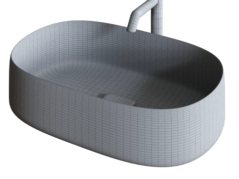 White Countertop Washbasin 3D Model