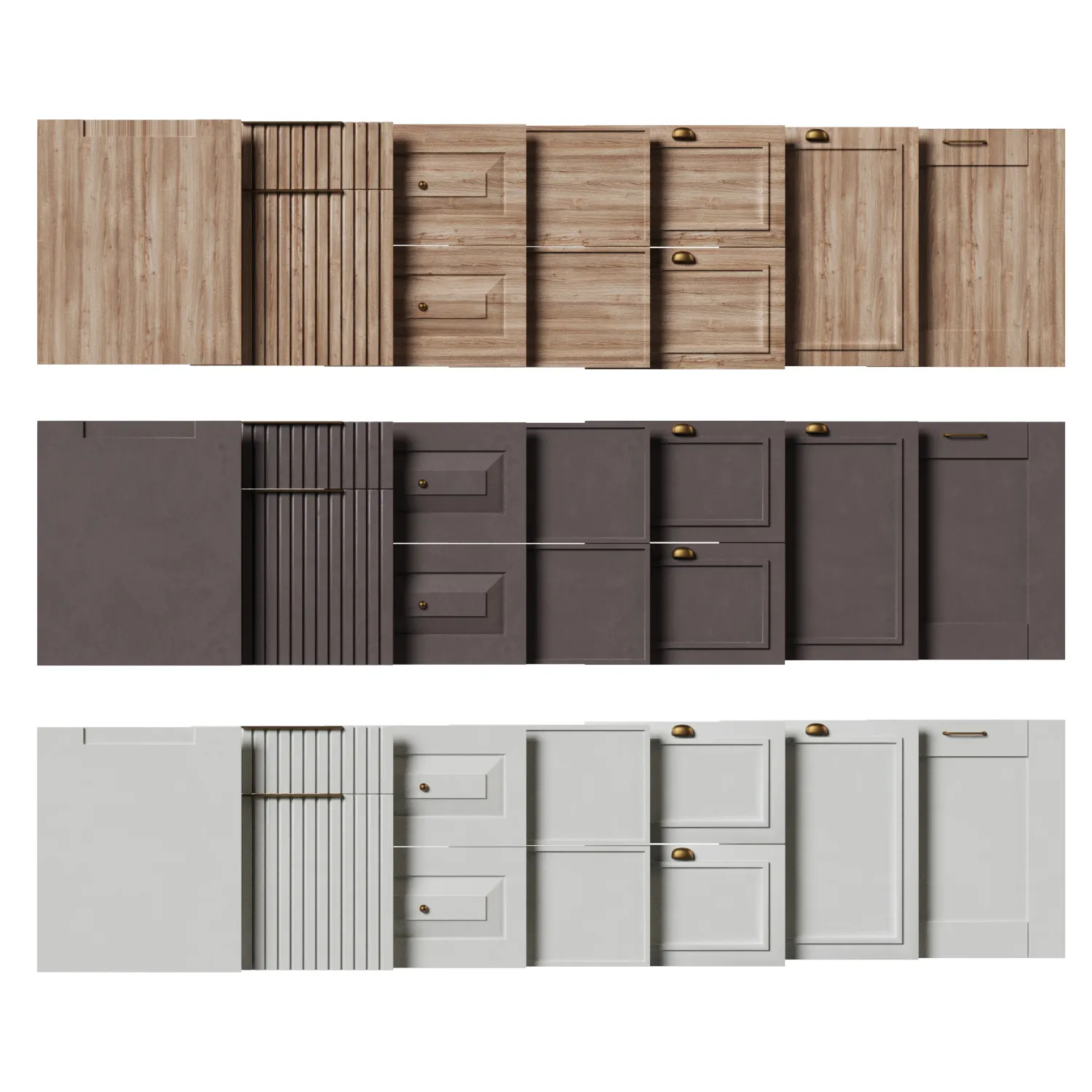 Kitchen Cabinet Fronts Set 2 3D Model .c4d .max .obj .3ds .fbx .stl .blend 