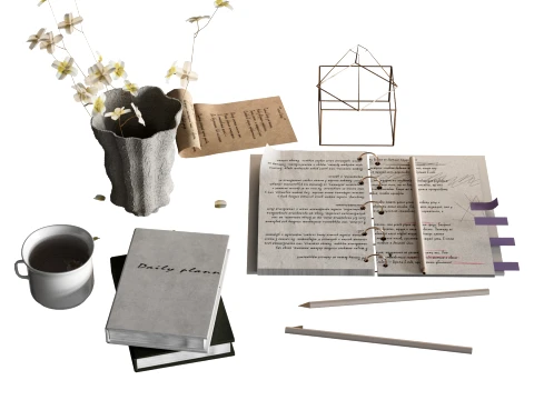 Desk Decor Set Workspace Accessories 3D Model