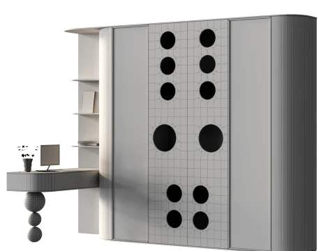 Wardrobe with Workspace 1 3D Model