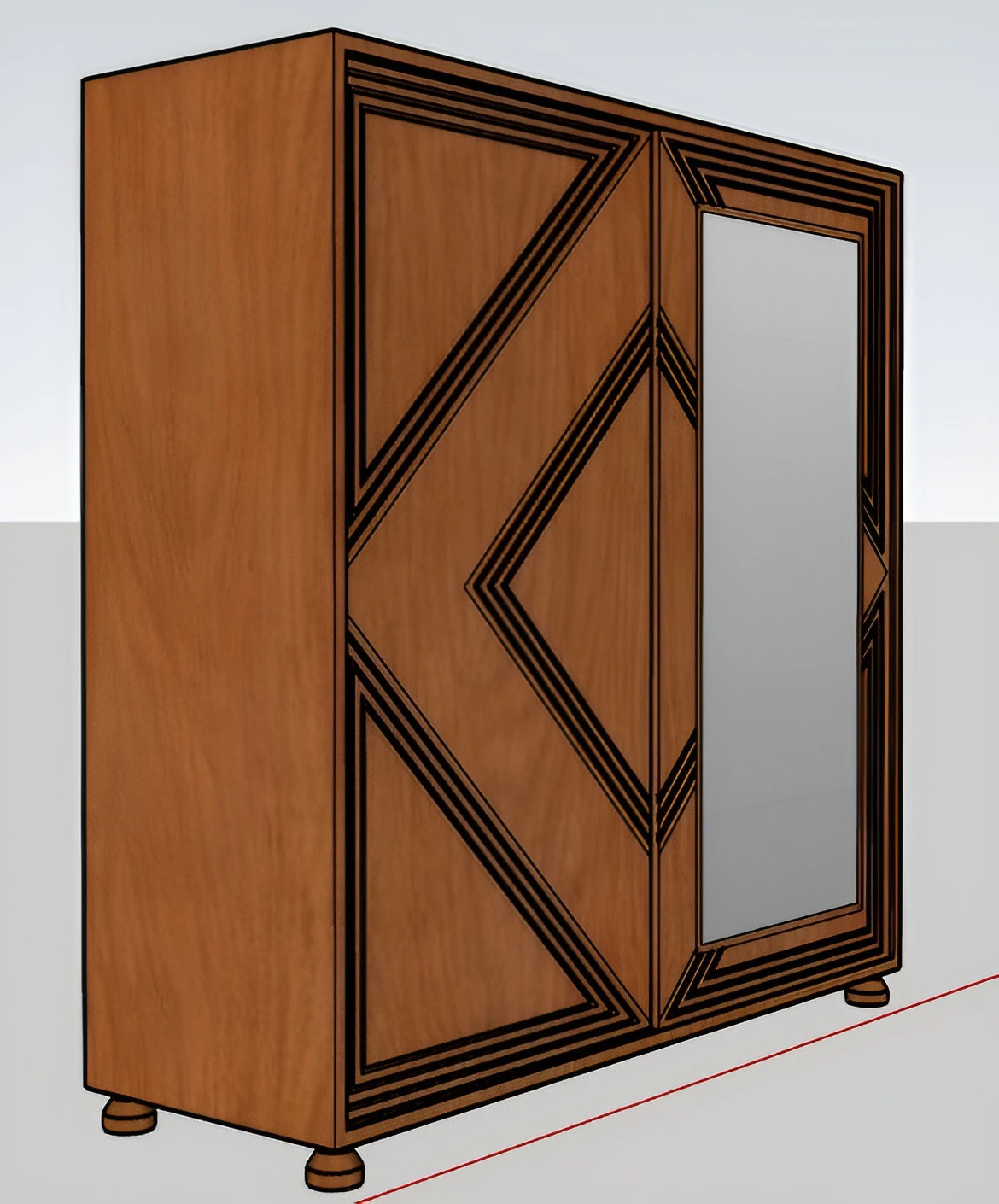 Sliding door wardrobe 3D Model .c4d .max .obj .3ds .fbx .stl .blend 