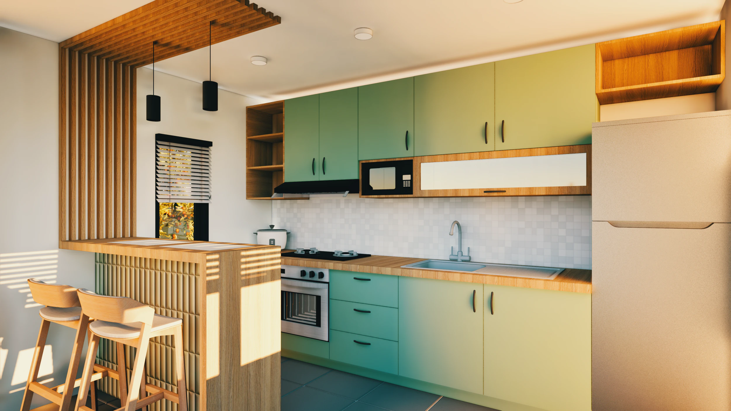 Sage Green Kitchen Set Model 3D 3D Model .c4d .max .obj .3ds .fbx .stl .blend 