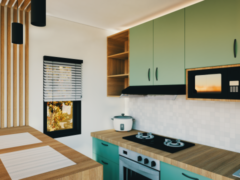 Sage Green Kitchen Set Model 3D Modelo 3D