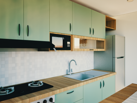 Sage Green Kitchen Set Model 3D Modelo 3D