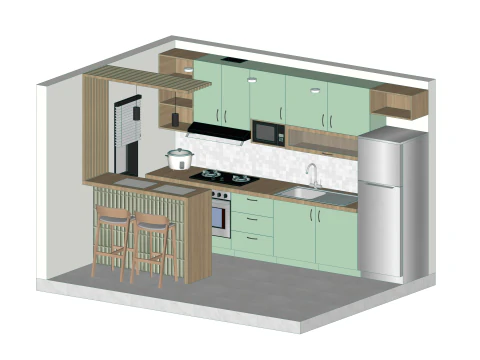 Sage Green Kitchen Set Model 3D 3D Model