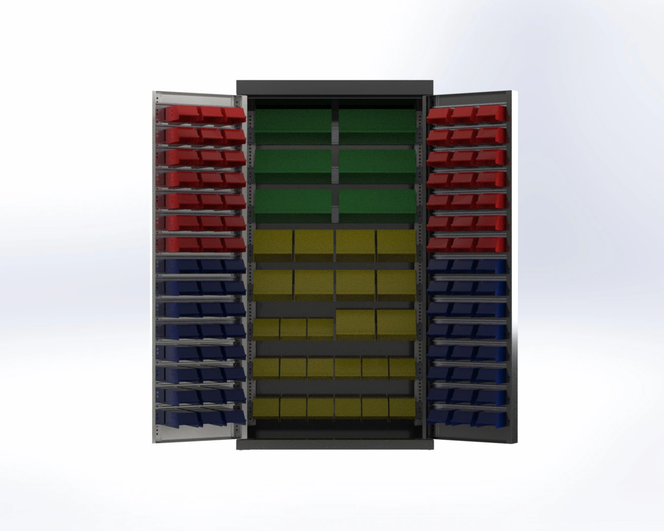 Organiza&ccedil;&atilde;o de alta capacidade do arm&aacute;rio de armazenamento de compartimento industrial Modelo 3D .c4d .max .obj .3ds .fbx .stl .blend 