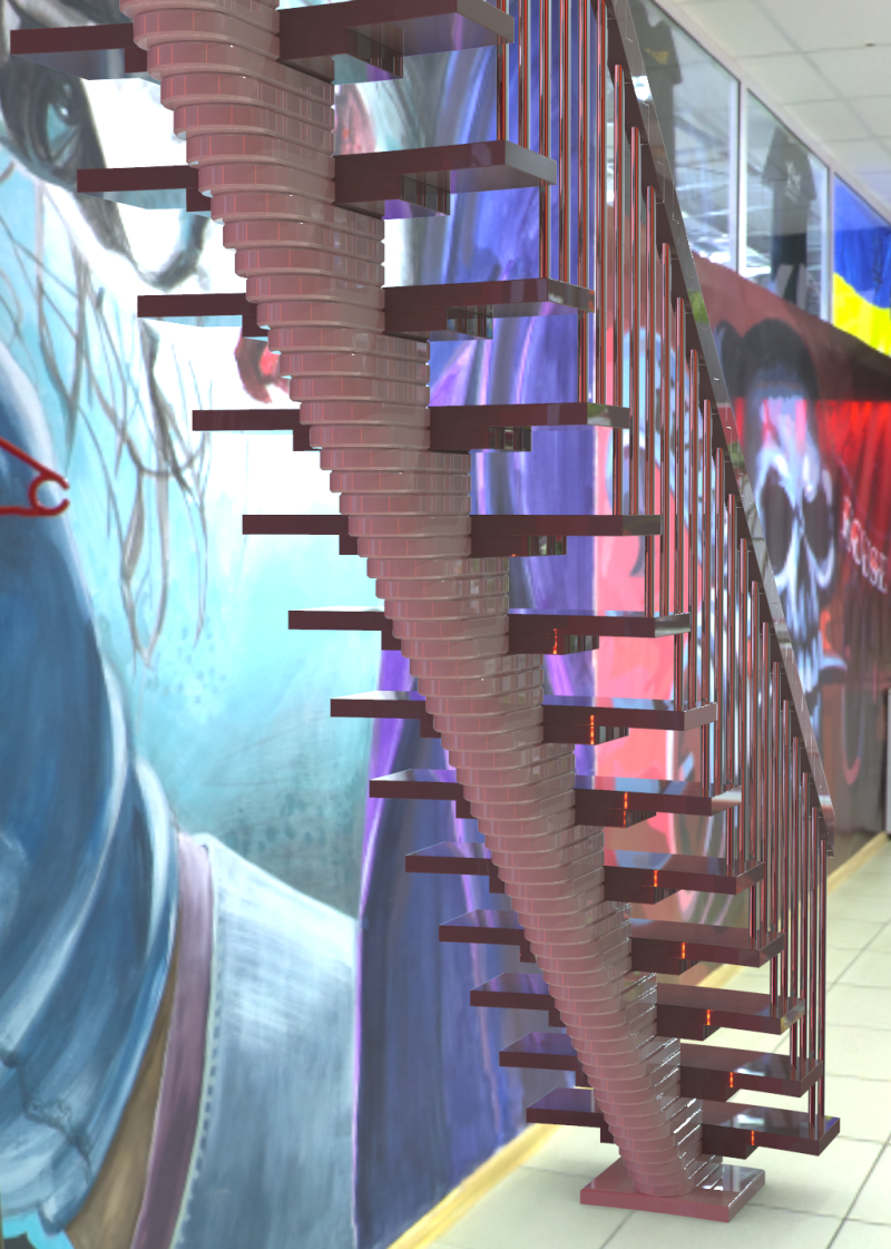 Straight segment stairs 3D Модель .c4d .max .obj .3ds .fbx .stl .blend 