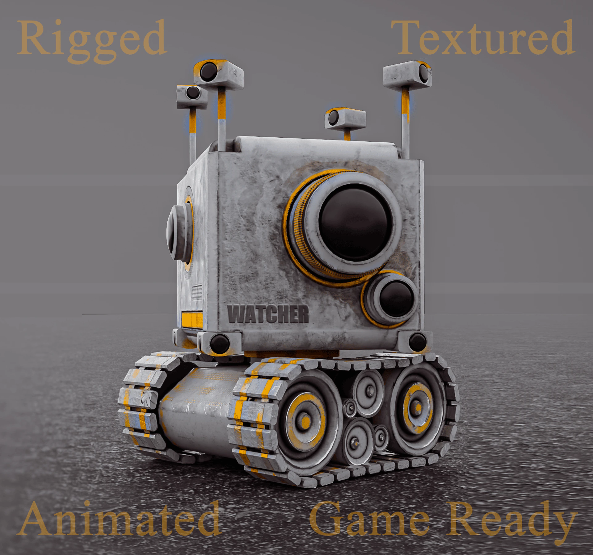Camera Robot rigged and animated game ready Low-poly 3D Model .c4d .max .obj .3ds .fbx .stl .blend 