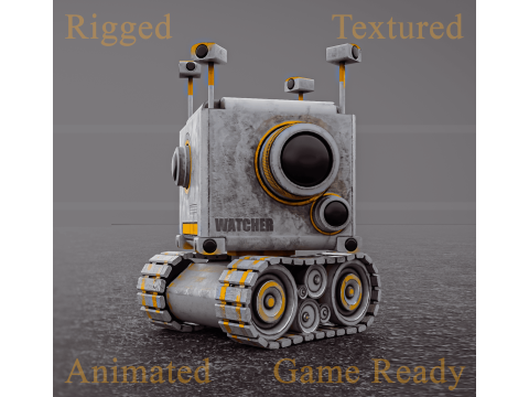 Camera Robot rigged and animated game ready Low-poly Modelo 3D