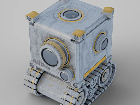 Camera Robot rigged and animated game ready Low-poly 3D Model