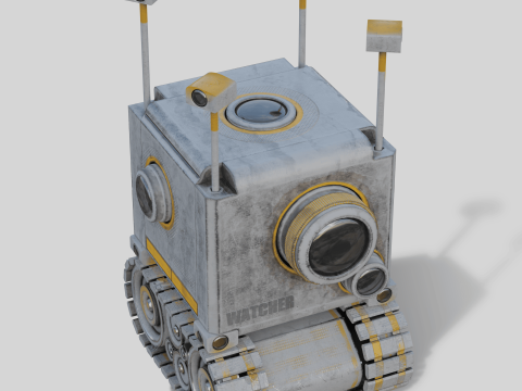Camera Robot rigged and animated game ready Low-poly Modelo 3D