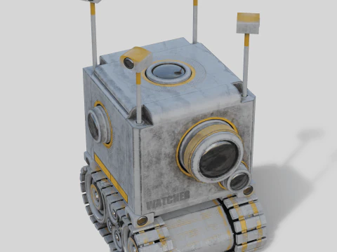 Camera Robot rigged and animated game ready Low-poly 3D Model