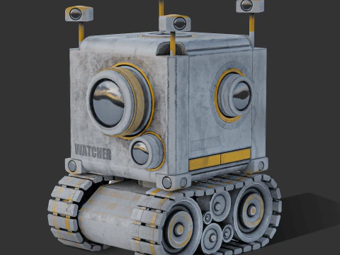 Camera Robot rigged and animated game ready Low-poly 3D Model