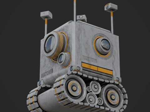 Camera Robot rigged and animated game ready Low-poly 3D Model