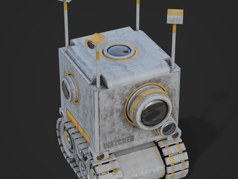 Camera Robot rigged and animated game ready Low-poly Modelo 3D