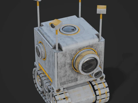 Camera Robot rigged and animated game ready Low-poly 3D Model