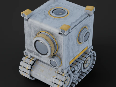 Camera Robot rigged and animated game ready Low-poly 3D Model