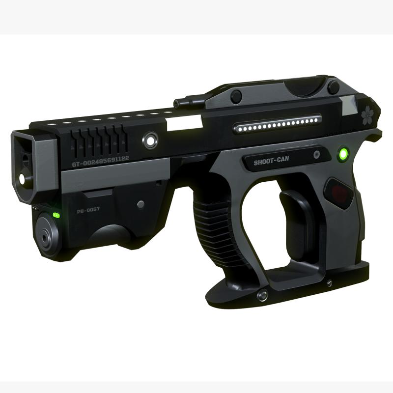 Weapon Plasma Blastor Pistol Shooter Low-poly Modello 3D .c4d .max .obj .3ds .fbx .stl .blend 