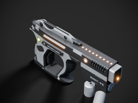 Weapon Plasma Blastor Pistol Shooter Low-poly Modello 3D
