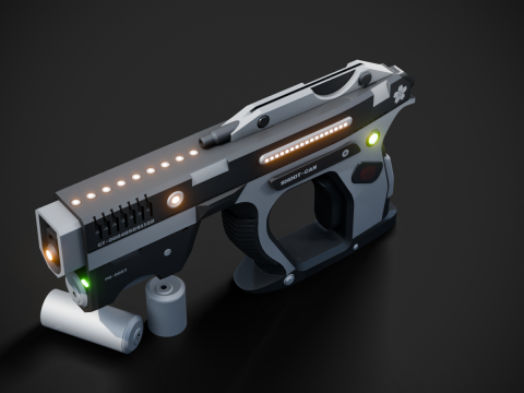 Weapon Plasma Blastor Pistol Shooter Low-poly Modello 3D