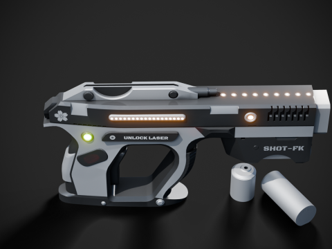 Weapon Plasma Blastor Pistol Shooter Low-poly Modello 3D