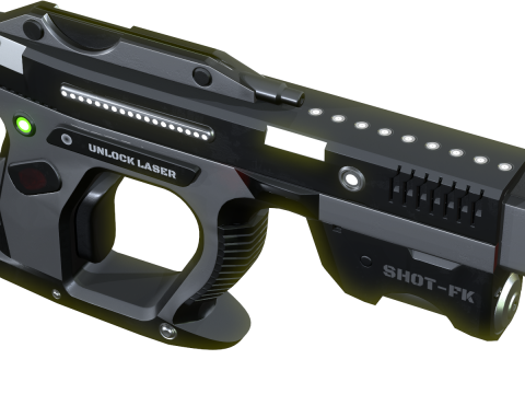Weapon Plasma Blastor Pistol Shooter Low-poly Modello 3D