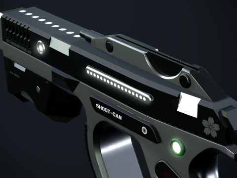 Weapon Plasma Blastor Pistol Shooter Low-poly Modello 3D