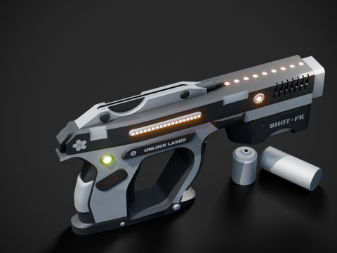 Weapon Plasma Blastor Pistol Shooter Low-poly Modello 3D