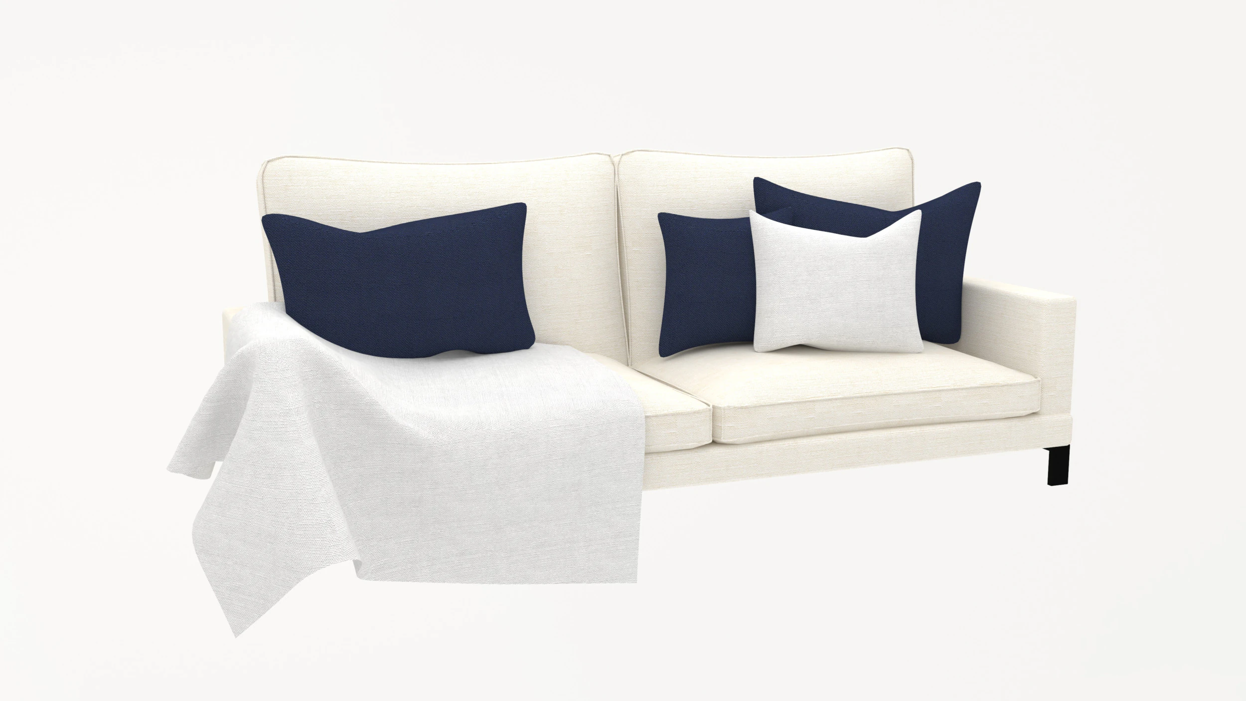 White sofa 3D Model .c4d .max .obj .3ds .fbx .stl .blend 