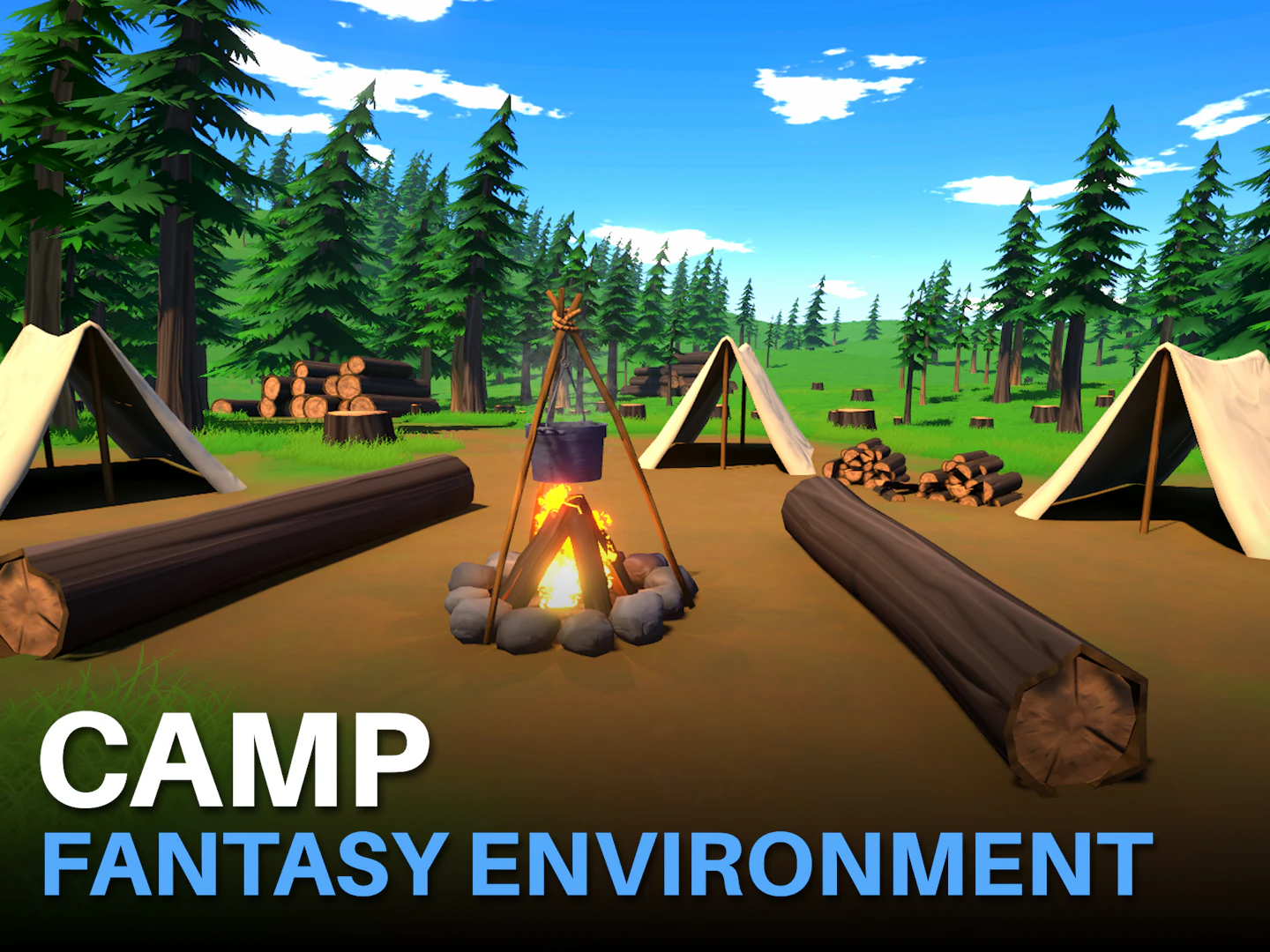 Camp - Stylized Fantasy Environment 3D Model .c4d .max .obj .3ds .fbx .stl .blend
