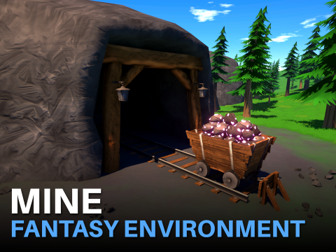 Mine - Stylized Fantasy Environment 3D Модель
